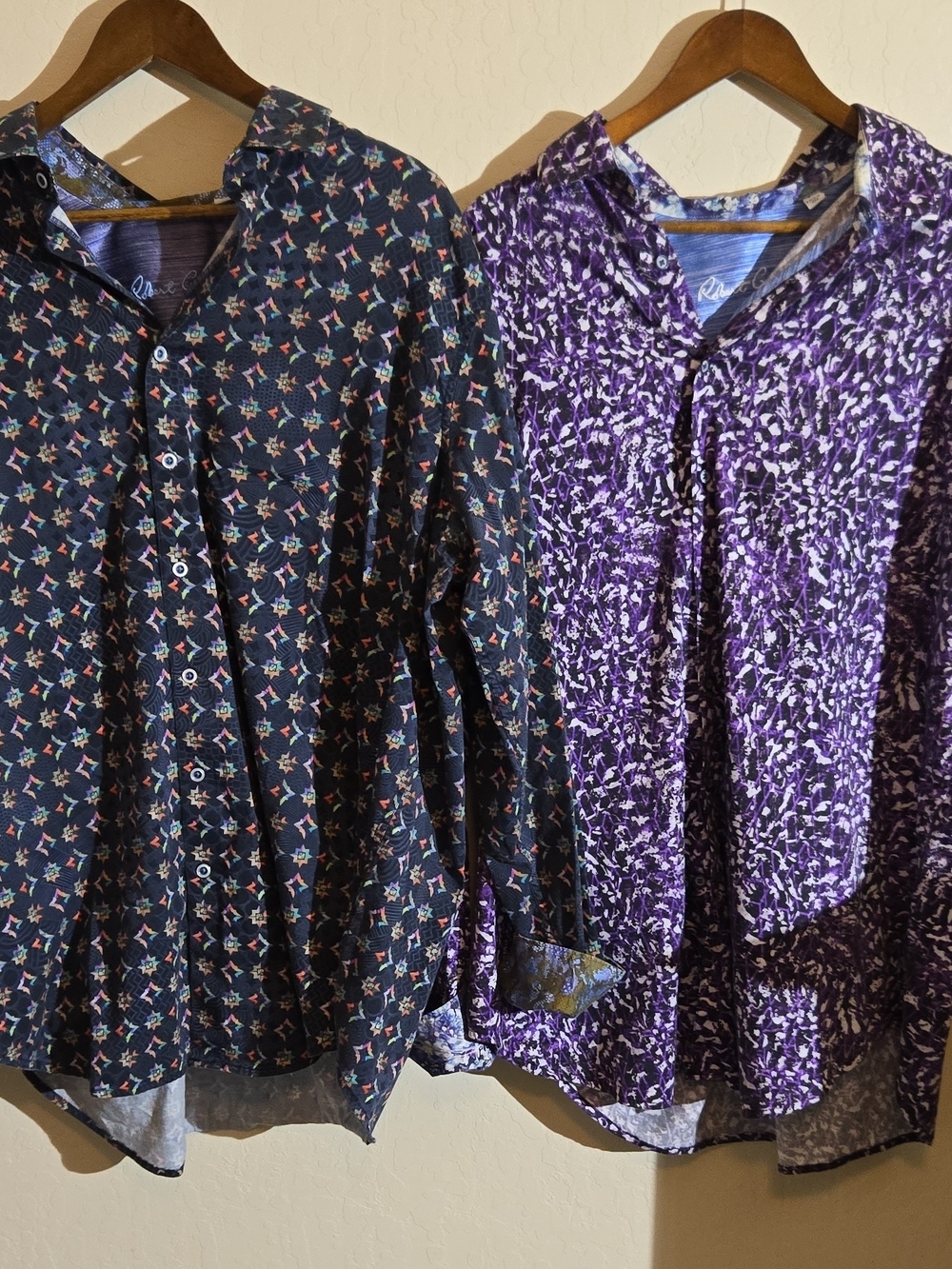Robert Graham Men's Purple Patterned & Black Floral Button-Down Shirts (Pair)